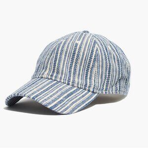 Madewell Baseball Cap in Textural Stripe blue white (14)